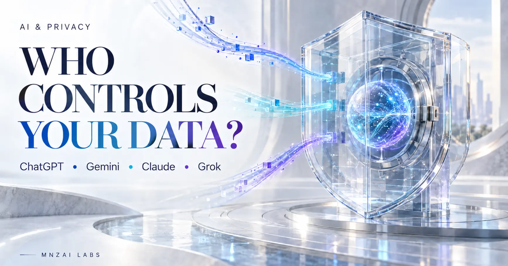Banner about AI privacy with ChatGPT, Gemini, Claude, and Grok.